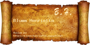 Blumm Henrietta névjegykártya
